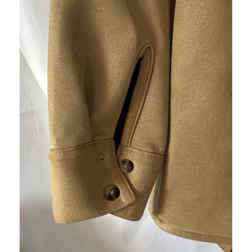 J Jill Women's Faux Suede Super Soft Stretch Shirt Shacket Tan Button Up L - Picture 6 of 8